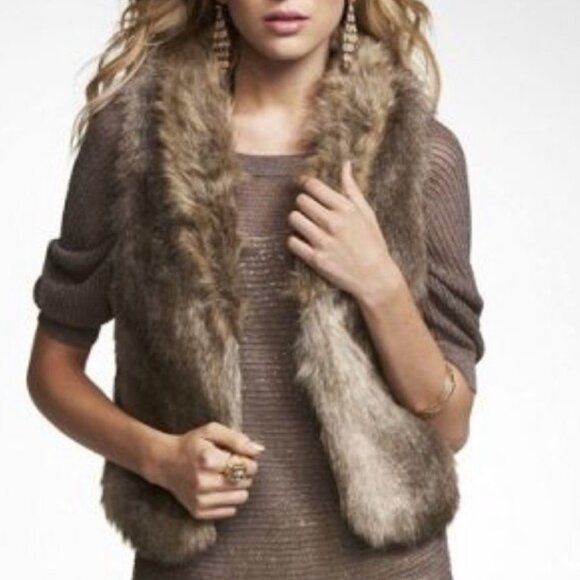 Express Jackets & Blazers - Express Faux Fur Vest in Brown